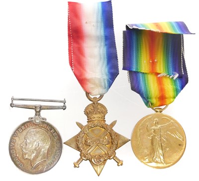 Lot 15 - WWI 1914-15 Star, War and Victory Medal Trio...