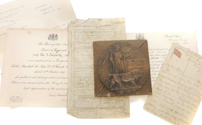 Lot 28 - WWI Memorial Plaque Awarded to 7085 Pte. Frank...