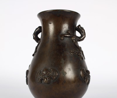 Lot 87 - A Chinese Qing Dynasty Bronze 'Five Bats (五隻蝙蝠)' Vase