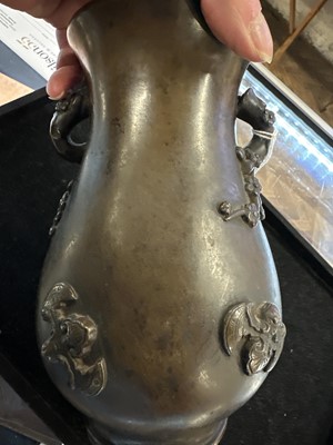 Lot 87 - A Chinese Qing Dynasty Bronze 'Five Bats (五隻蝙蝠)' Vase