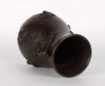 Lot 87 - A Chinese Qing Dynasty Bronze 'Five Bats (五隻蝙蝠)' Vase