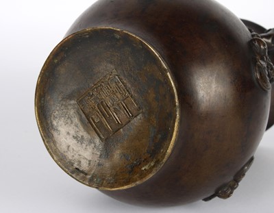Lot 87 - A Chinese Qing Dynasty Bronze 'Five Bats (五隻蝙蝠)' Vase