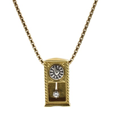 Lot 28 - A diamond clock pendant, set in 18ct gold