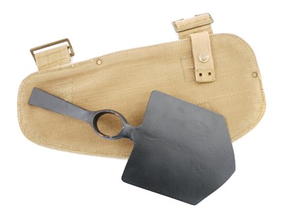 Lot 306 - British WWI entrenching tool head and webbing...