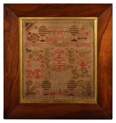 Lot 307 - An Early Victorian Sampler Worked by Janet Ros of Broadstone, Dorset