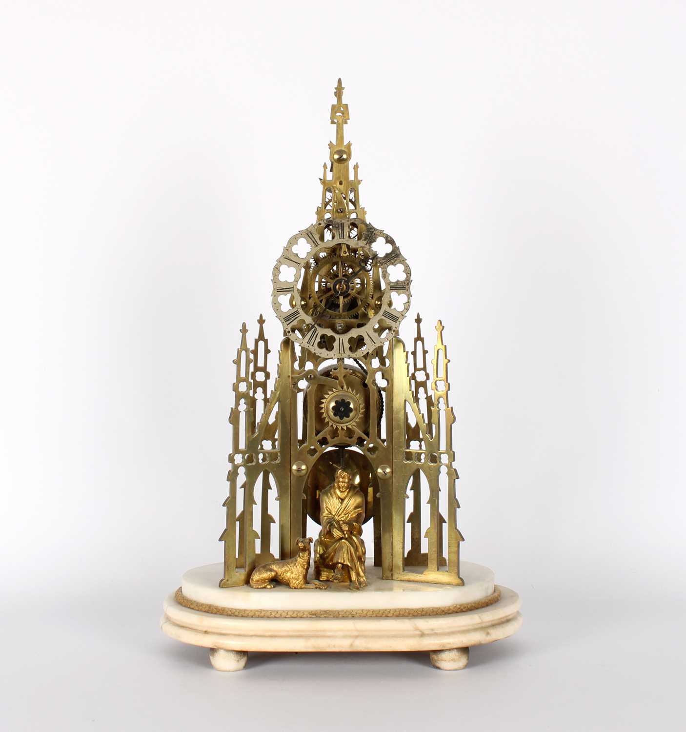 Lot 146 - A Victorian Gothic Revival 'Sir Walter Scott' Skeleton Clock