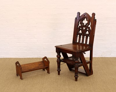 Lot 255 - A Victorian Gothic Revival Metamorphic Library Chair and Stepladder