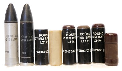 Lot 684 - Seven inert baton rounds, including British...