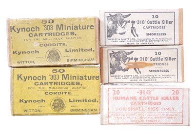 Lot 644 - Vintage Webley and Scott and Kynoch ammunition,...