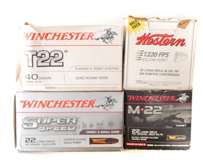 Lot 649 - .22lr ammunition, by Winchester and Western, 1,...