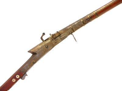 Lot 54 - Indian matchlock musket, approximately 32 bore,...