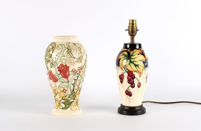 Lot 114 - A Tall "Golden Lily" Vase and Table Lamp by Moorcroft