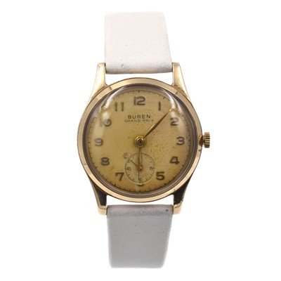 Lot 183 - A Buren Grand Prix watch and a Dugena 14ct watch (with rolled gold strap)