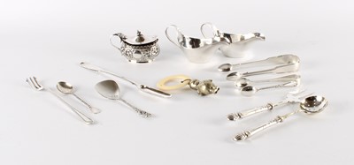 Lot 9 - Two Silver Pairs of Sugar Tongs, a Silver-Handled Sifting Spoon and Matching Fork