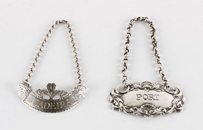Lot 25 - Two Silver Decanter Labels