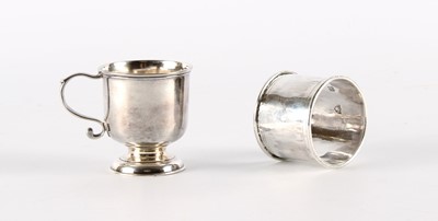 Lot 24 - A Small George III Silver Cup and a Large George V Silver Napkin Ring