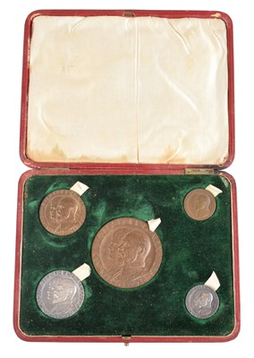 Lot 97 - A King Edward VII and Queen Alexandra, Coronation 1902 set of five silver and bronze medals