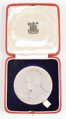 Lot 99 - A Royal Mint 1937 King George VI Silver Coronation medallion, in original case