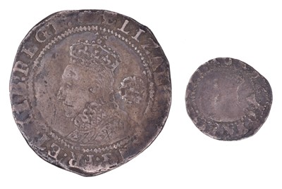 Lot 3 - Elizabeth I, Sixpence, 1594, Fine and a silver Penny (2).