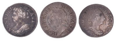 Lot 22 - Three silver Maundy coins to include James II, Fourpence, 1686 (3)