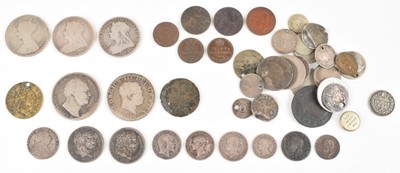 Lot 10 - A selection of George III and later lower denomination and other coins.