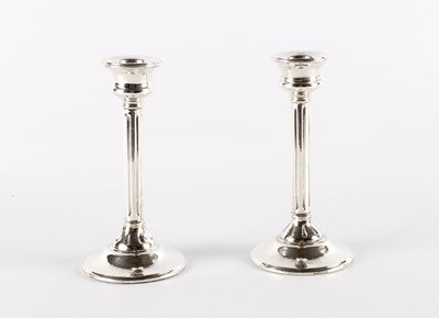 Lot 45 - A Pair of George V Silver Candlesticks