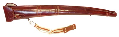 Lot 686 - Good quality leather double gun case by...