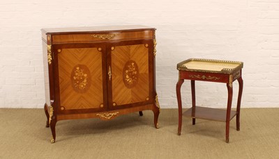 Lot 227 - A Louis XV Style "Versaille" Side Cabinet and Marble Topped Plant Stand
