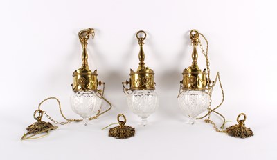 Lot 256 - An Attractive Set of Three Edwardian Neo-Classical Revival Ceiling Lights