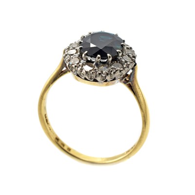 Lot 172 - A 1.50ct teal sapphire and diamond ring, set in 18ct yellow gold