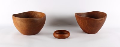Lot 267 - Two Large Turned and Carved Teak Bowls