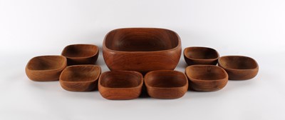 Lot 242 - Set of Danish Turned and Carved Teak Bowls
