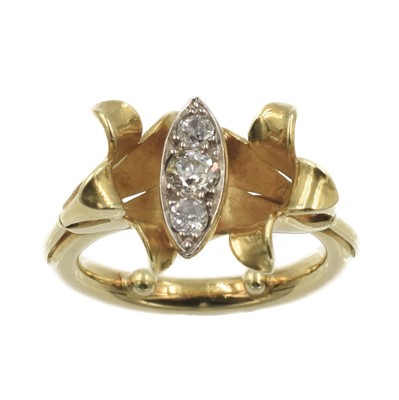Lot 161 - An 18ct gold and diamond floral ring