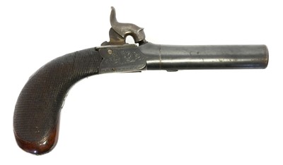 Lot 21 - English boxlock 48 bore percussion pistol,...