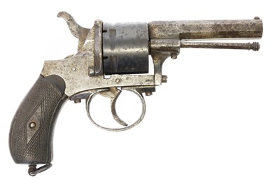 Lot 52 - Belgian 9mm pinfire revolver, 3inch sighted...