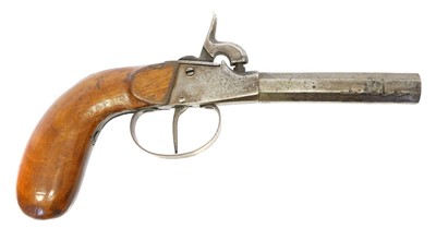 Lot 22 - Belgian boxlock 80 bore percussion pistol,...