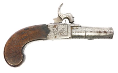 Lot 10 - English boxlock 40 bore percussion pistol,...