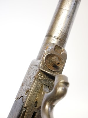 Lot 10 - English boxlock 40 bore percussion pistol,...