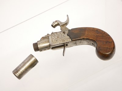 Lot 10 - English boxlock 40 bore percussion pistol,...