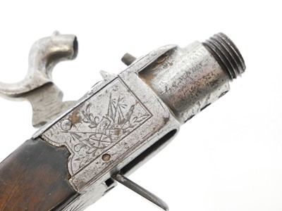 Lot 10 - English boxlock 40 bore percussion pistol,...