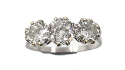 Lot 33 - A 1.70ct diamond and platinum trilogy ring
