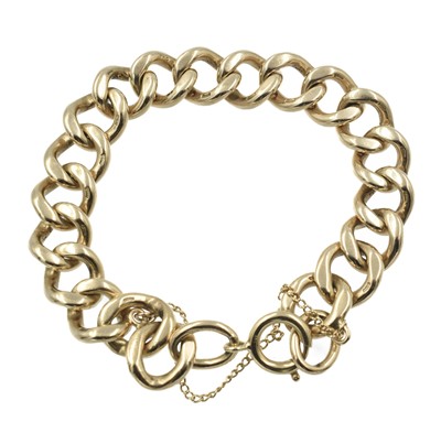 Lot 332 - A hefty 9ct gold curb link bracelet