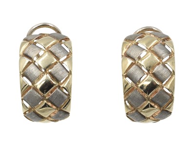 Lot 304 - A pair of 9ct gold broad half hoop earrings