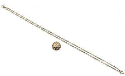 Lot 128 - A 9ct gold necklace with a detached pendant