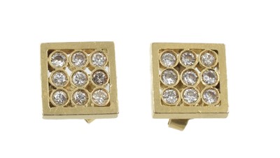 Lot 2 - 18ct gold and diamond, square earrings
