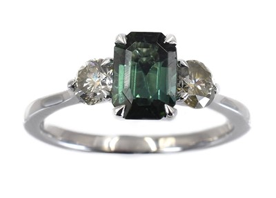 Lot 144 - A platinum Tourmaline and Diamond ring