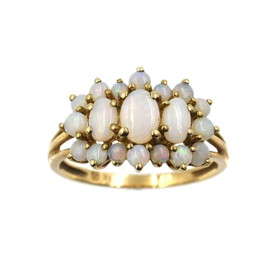 Lot 159 - A vintage opal cluster ring, set in 9ct gold