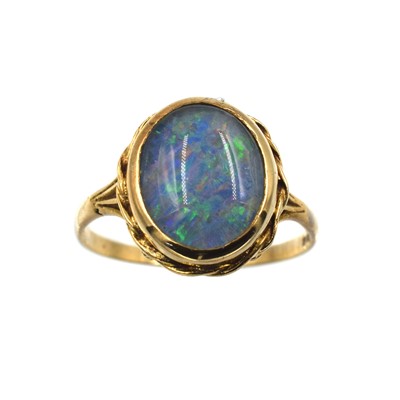 Lot 3 - An opal triplet ring, set in 9ct gold