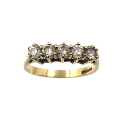 Lot 341 - A cubic zirconia five-stone ring, set in 9ct gold