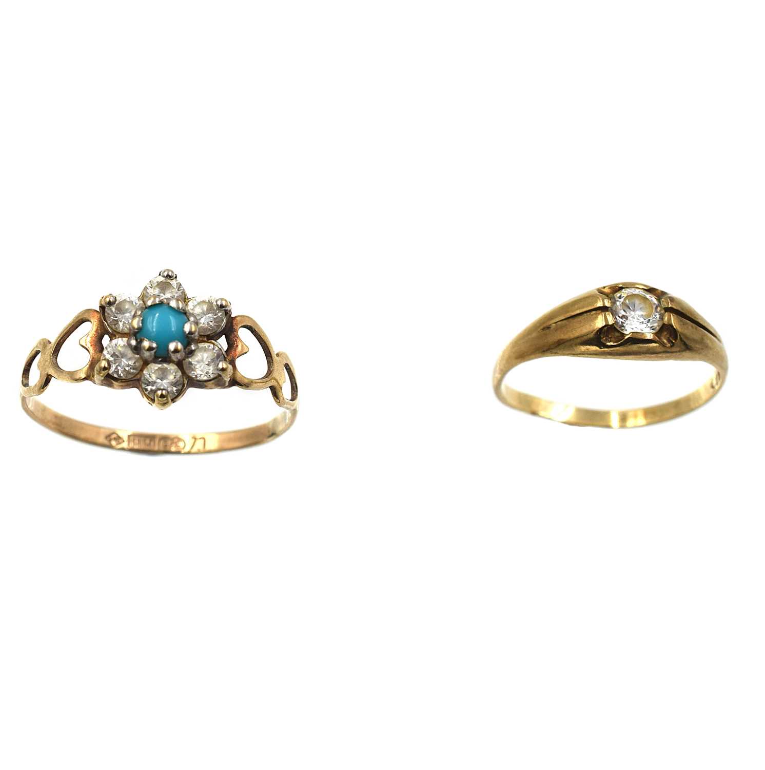 Lot 68 - Two cubic zirconia rings, set in 9ct gold